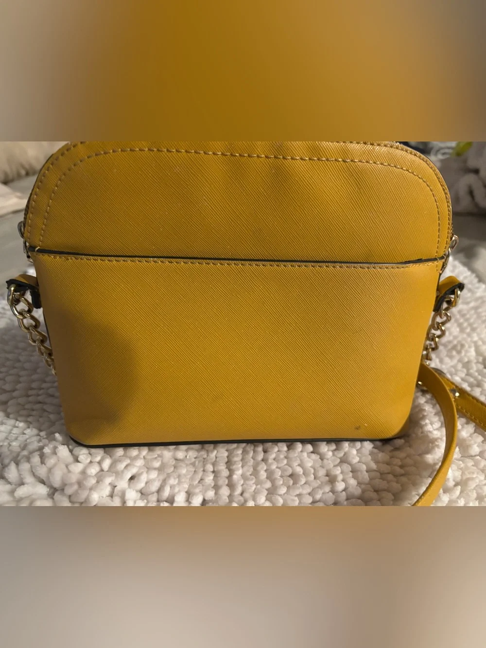 Steve Madden Mustard Yellow Crossbody Bag with Gold Chain